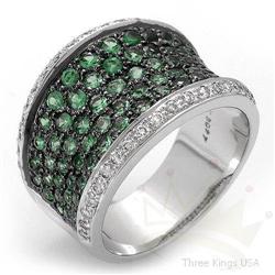 Ring 1.67 ctw Green Garnet & Diamond 14K White Gold