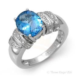 Ring 2.69 ctw Blue Topaz & Diamond 14K White Gold