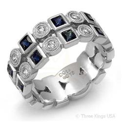 Ring 0.89 ctw Blue Sapphire & Diamond 14K White Gold