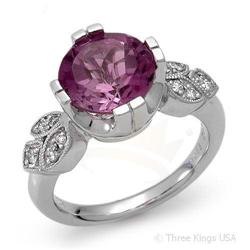 Ring 3.1 ctw Amethyst & Diamond 14K White Gold