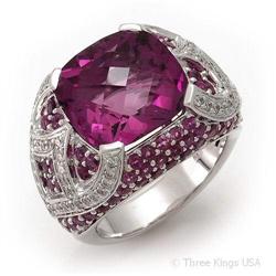 Ring 10.88 ctw Amethyst & Diamond 14K White Gold