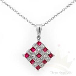Necklace 0.81 ctw Ruby & Diamond 14K White Gold