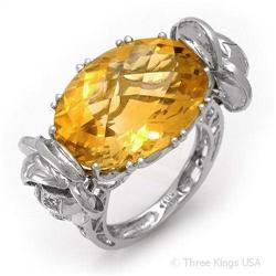 Ring 15.51 ctw Citrine & Diamond 14K White Gold