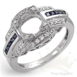 Semi-mount .46 ctw Sapphire & Diamond 14K W Gold