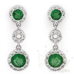 Jewelry 1.02 ctw Emerald & Diamond Earrings 14K Gold