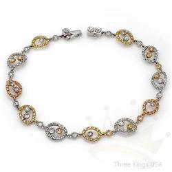 Jewelry .88ct Diamond Tennis Bracelet 14k 3Tone Gold