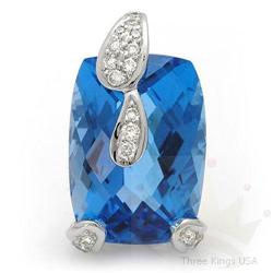 Necklace 18.95 ctw Blue Topaz & Diamond 14K W Gold