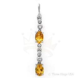 Pendant 0.98 ctw Citrine & Diamond 14K White Gold