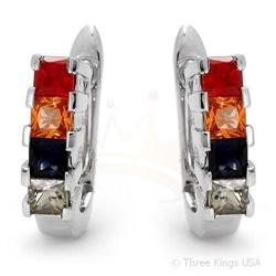 Earrings 1.26 ctw Rainbow Sapphire 14K White Gold