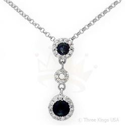 Pendant 0.63 ctw Blue Sapphire & Diamond 14K White Gold