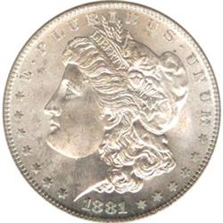 US Coin Morgan Silver Dollar 1881-S PCGS Holder MS63