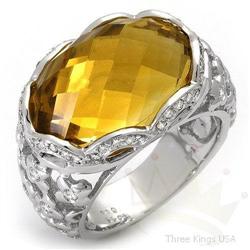 Ring 10.99 ctw Citrine & Diamond 14K White Gold