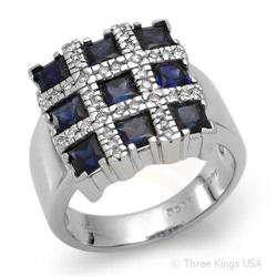 Ring 2.84 ctw Blue Sapphire & Diamond 14K White Gold