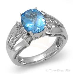 Ring 2.83 ctw Blue Topaz & Diamond 14K White Gold