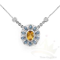 Necklace 1.87 ctw Topaz,Citrine & Diamond 14K Gold