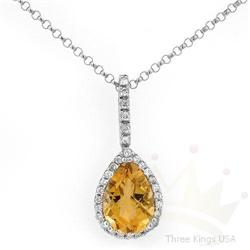 Necklace 1.67 ctw Citrine & Diamond 14K White Gold