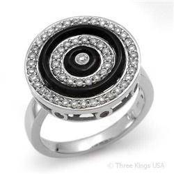 Ring 1.42 ctw Onyx & Diamond 14K White Gold