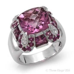 Ring 6.91 ctw Amethyst & Diamond 14K White Gold