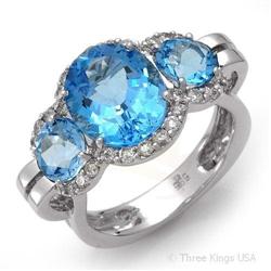 Ring 6.94 ctw Blue Topaz & Diamond 14K White Gold