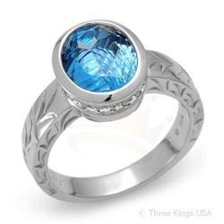 Ring 3.34 ctw Blue Topaz & Diamond 14K White Gold
