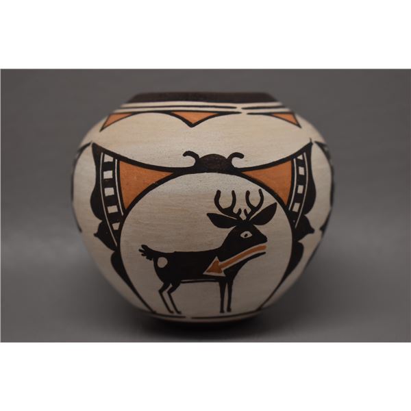 NATIVE AMERICAN ZUNI POTTERY BOWL BY CALROS LAATE