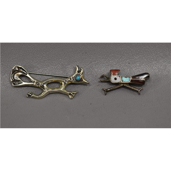 TWO NATIVE AMERICAN NAVAJO SILVER PINS