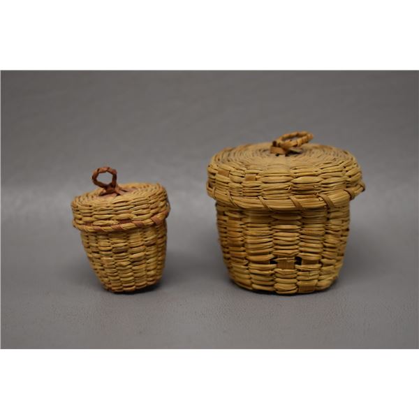 TWO NATIVE AMERICAN CHEROKEE BASKETRY CONTAINERS