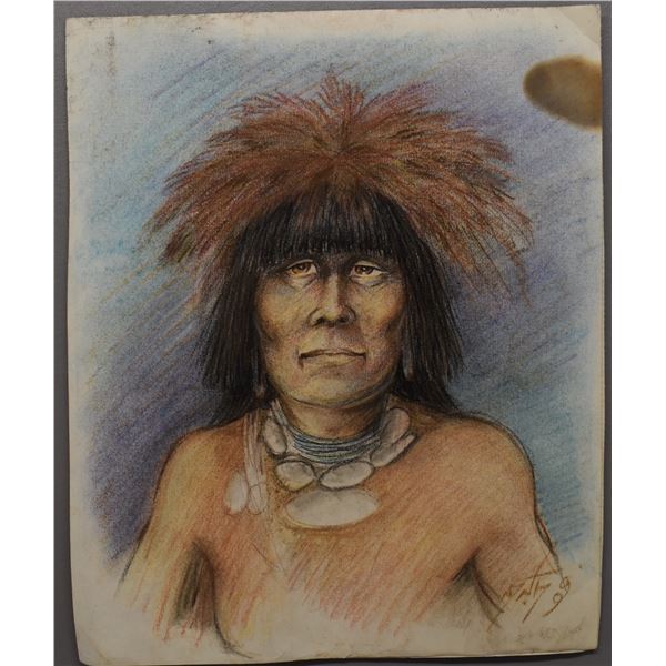 NATIVE AMERICAN HOPI "SNAKE PRIEST" PAINTING BY NEIL DAVID