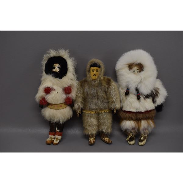 THREE NATIVE AMERICAN ESKIM DOLLS
