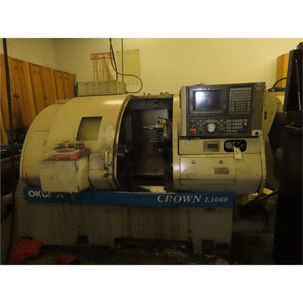 99 Okuma Crown L.1060B.B Lathe w .NC Turet 10'' Chuck w Accessories S# 1955