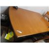 Image 2 : Wood Dining Table w Scissor Leaf + 6 Chairs