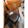 Image 3 : Wood Dining Table w Scissor Leaf + 6 Chairs