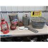 Image 1 : CNR Gas Can , Road FLares, Galv Tub, Chicken Feeder, Barn Lantern Plus More!