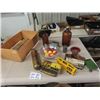 Image 1 : Wooden Crate, Brass Fire Extnguisher, Javex Jugs, Toy Crawler, & Trailers