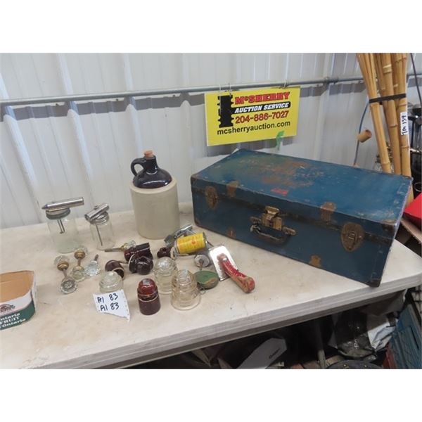 Hard Suitcases, Crockery Jug, Door Knobs, Insulators, Plus More!