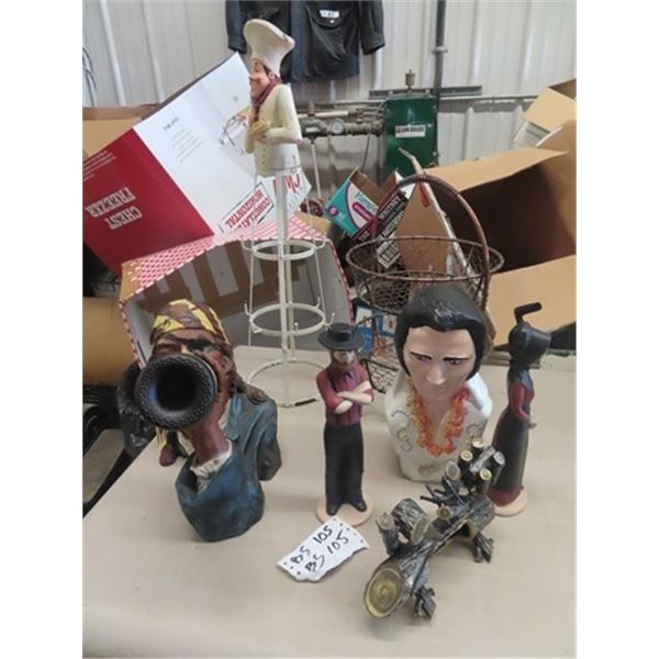 Pirate Wine Bottle Holder, Elvis Scupture/Ornament 2 Tier Rack, PlusMOre