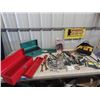 Image 1 : 2 Metal Tool Boxes, Qty of Variety of Tools, Wrenches, Sockets, Cutters, Sledge Hammers Plus More!