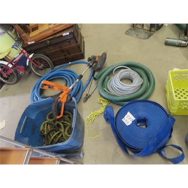 Rubber Garden Hose, Discharge Water Hose, Rope, 20 Volt Cordless Grass Trimmer Plus More!