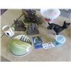 Image 2 : Grape Ornament Centerpiece, Cast Bookends, Fire King Mixing Bowls, & Cast Dog Door Stop