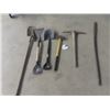 Image 1 : (AR) 6 Yard Tools, Sledge Hammer, Fencing Bar, Pick, 2 Spades & Shovel