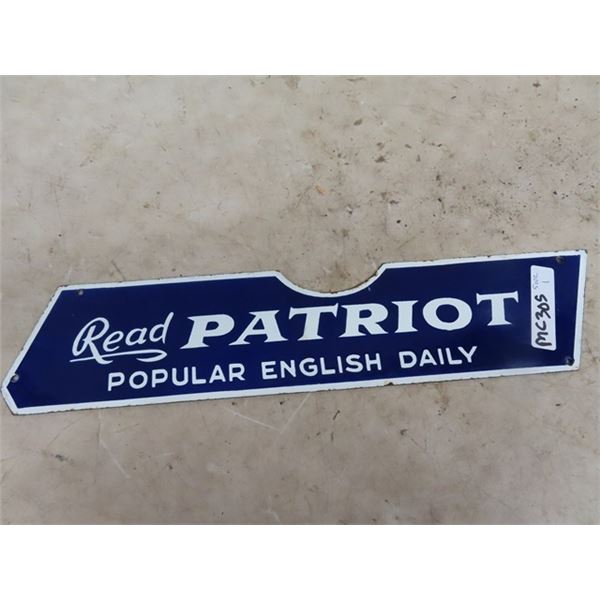 Porc 2 Sided Sign, 1 Side Patriot Newspaper & 1 Side Link News Magazine 5" x 23"- Off a Delivery Bik