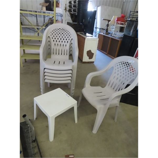 (AR) 6 Matching Patio Chairs & 1 Stand