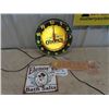 Image 1 : Odoul's Light Up Beer Clock 14" Rd & 2 Modern Metal Signs - Elenor's 10" x 10" & Garage 6" x 12"