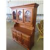 Image 2 : (FHM) Wooden Kitchen Table W Step Back Kitchen Cupboard , Table 62" x 42" Plus 2 Leaves 24" & 4 Chai