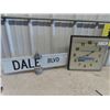 Image 1 : (LF) Penner Farm Service Boumatic Clock 15" x 15" & Street Sign 2 Sided Metal Dale Blvd