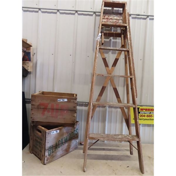 2 Pop Crates & Wood Step Ladder