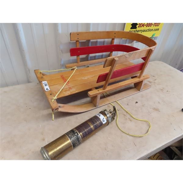 (M) Infants Sleigh, & Brass Fire Extinguisher