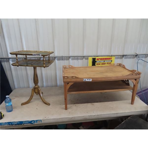 Coffee Table & Fancy 2 Tier Pedestal Stand 25  x 16  x 12 