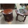 Image 1 : 2 Drum Style End Tables 1) 21" x 21" x 24" 1) 21" x 24" x 24"