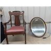 Image 1 : Arm Chair & Oval Mirror 24" x 31"